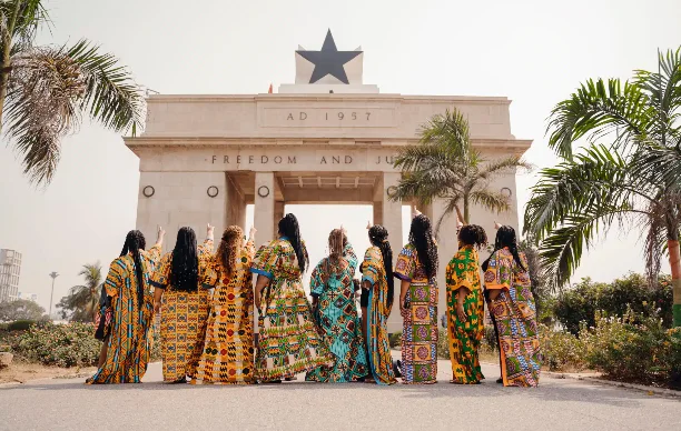 Travelers at Independence Square in Accra