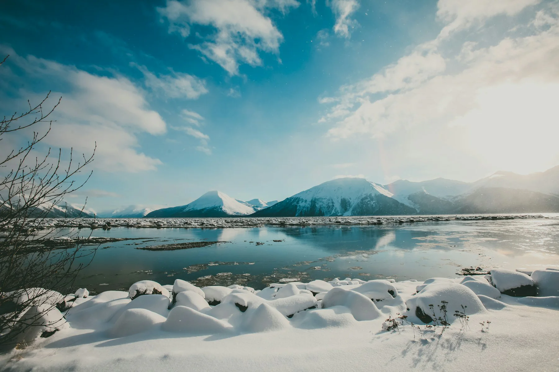 Alaskan peaks reflected in still water