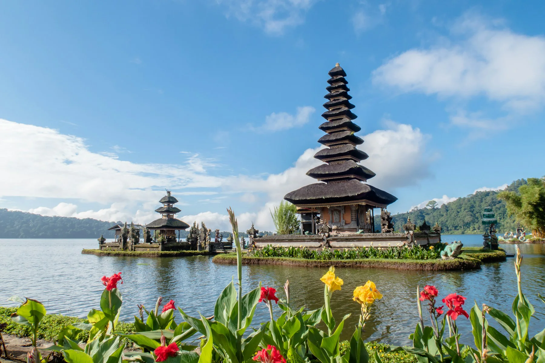 Sacred Balinese temple surrounded by water