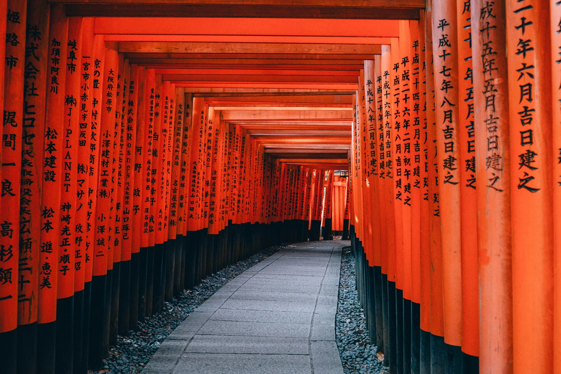 Vermilion torii gates at Fushimi Inari in Kyoto